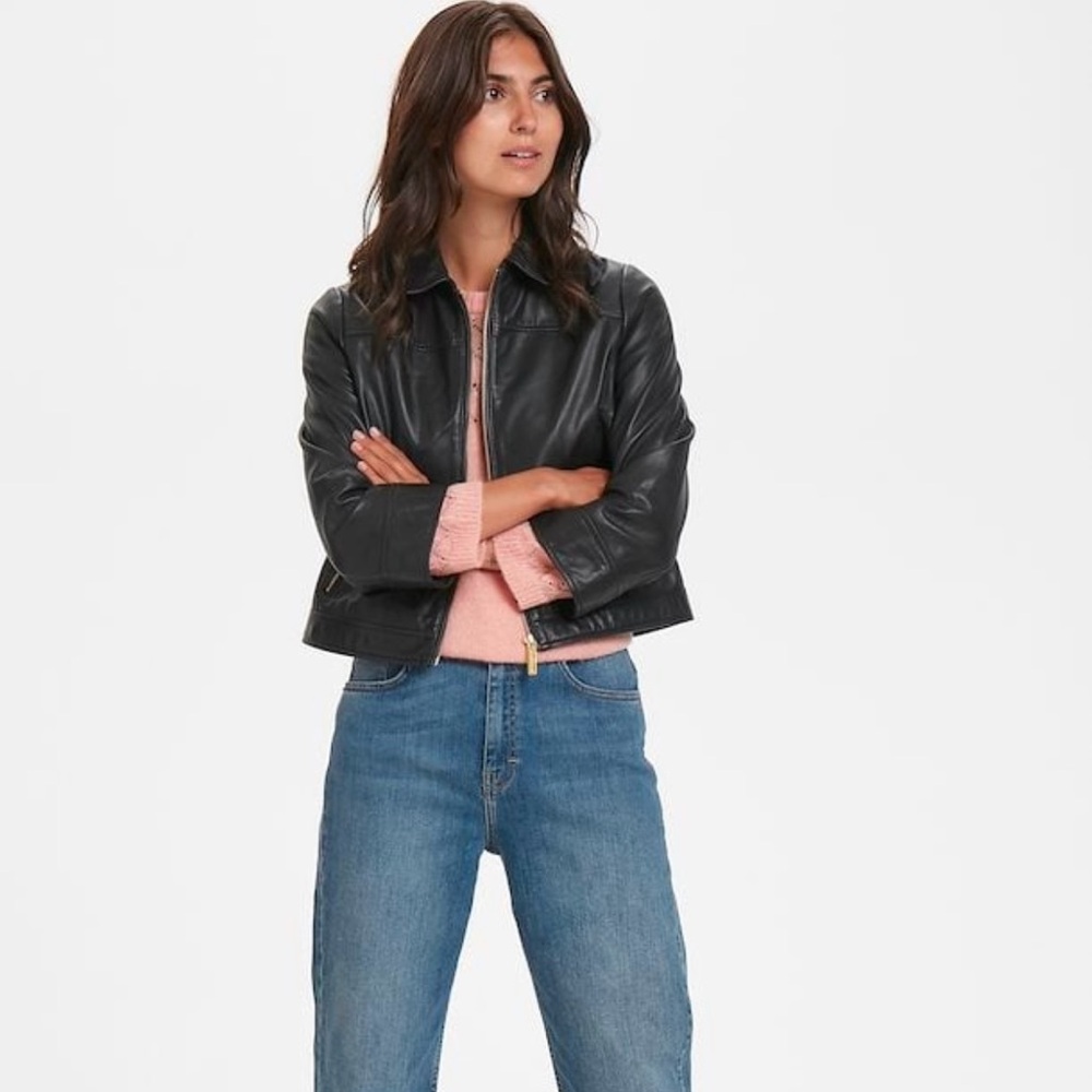 Part Two Women Black Leather Jacket - Small - NWT